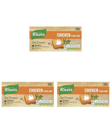 Knorr Chicken Stock Cubes gluten-free to add a rich chicken flavour to your dishes 20x 10 g (Pack of 3)
