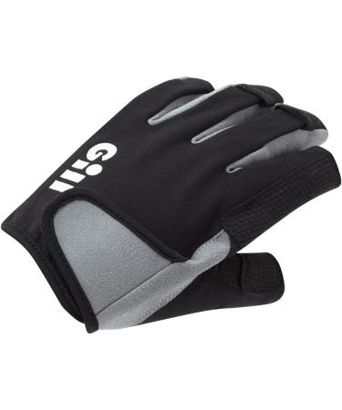 Gill Deckhand Sailing Gloves - Short Finger | 3/4 Length Fingers | 50+ UV Protection | Water Repellent | Black, Large - Buy Online on GoSupps.com