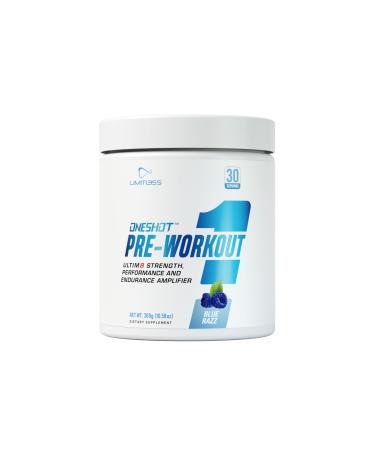 ONESHOT Pre Workout Powder for Men and Women - BCAAS Amino Acids Supplement Powder 200mg Caffeine Powder Beta Alanine Powder Citrulline Malate Preworkout Powder - Blue Razz - 30 Servings