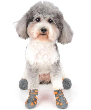 Zweitea Breathable Dog Shoes for Small Dogs - Reflective Non-Slip Boots for Chihuahua - Paw Protection Durable Sole - Size 5 (1.89x2.09) - Orange - Buy Online on GoSupps.com