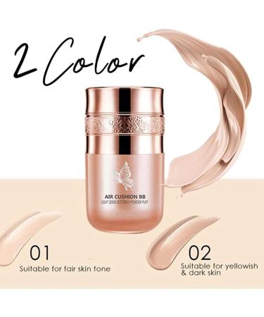 Butterfly Cushion BB Cream Moisturizing Concealer Makeup Base Primer BB Liquid Foundation Effectively Cover Skin Imperfections Conceals Pores Air Cushion CC Cream Easy To Use (Mixed 2pcs) - Buy Online on GoSupps.com