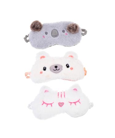 FRCOLOR 3pcs Plush Eye Mask Cute Eye Masks Party Supplies Block Out Eye Masks Blue Badge Holder Sleeping Eyeshade Blackout Eye Shield Plush Eye Sleeping Patch Goggles Cotton Girl at Night