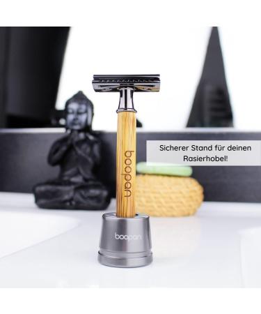 BOOPAN Bamboo Razor Plane Stand - Durable Rust-Free Metal Holder for Effortless Shaving - Buy Online on GoSupps.com
