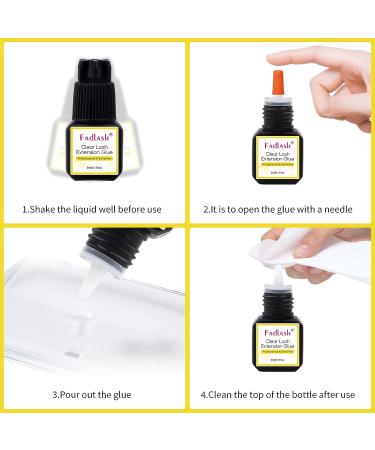 Professional Grade Clear Eyelash Extension Glue - 5ml | 1-Second Drying Time | 8-Week Retention | Extra Strong Formula for Transparent Lash Extensions | For Professional Use Only - Buy Online on GoSupps.com
