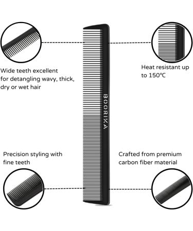 BOORIKA Rat Tail Comb - 100% Anti-static, Heat Resistant, Lightweight Pin Comb for All Hair Types - Buy Online on GoSupps.com