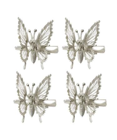 4 pieces glitter butterfly hair clip metal butterfly hairpin pony clamps move hair clip duck beak clip headdress hair jewelry for wedding women girls