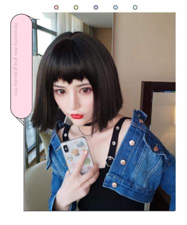 Shop Natural Short Curly Wigs for Women - Fluffy Korean Style Hair with Bangs - Perfect for Round Faces - Buy Online on GoSupps.com