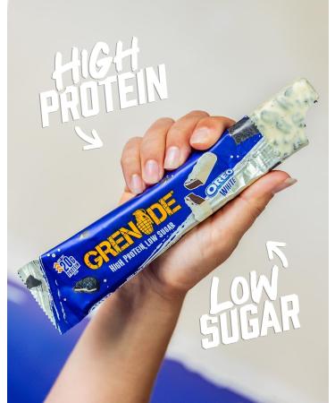 Grenade OREO White Protein Bar High Protein Low Sugar 60 g - OREO White - Pack Of 12 - Buy Online on GoSupps.com