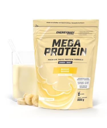 Energybody mega protein "banana" 500 g/multi -component protein powder with casein whey mix as protein protein powder/protein shake without aspartame/protein powder/20 portions banana 500g - Buy Online on GoSupps.com