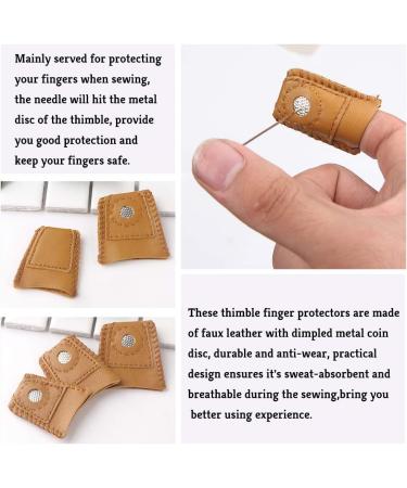 10 Pcs Metal Thimble Set with Leather Finger Protectors - Sewing & Stitching Finger Protection - Buy Online on GoSupps.com
