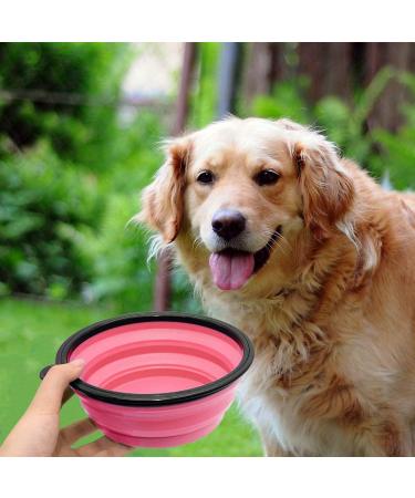 Slson Foldable Travel Dog Bowls - 2 Pack (1000ml) with Carabiners for Dogs & Cats - Safe Portable Pet Feeding & Water Bowls in Orange & Pink - Buy Online on GoSupps.com
