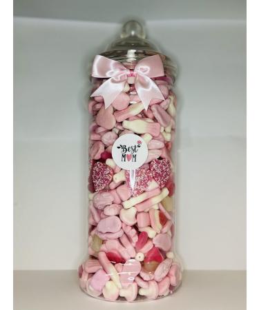 Best Mum Filled Pink Pick N Mix Gummy Sweet Victorian Jar Gift Present 2.5l