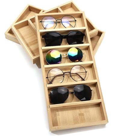 Xxxxw Glasses Holder Stand - 4/5/6 Grid Wood Sunglasses Organizer & Display Box | Jewelry Display Case | Perfect Decorative Gift - Buy Online on GoSupps.com