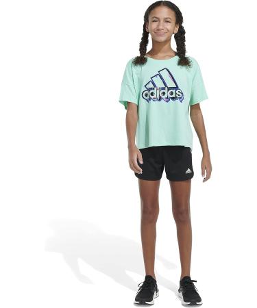 adidas Girls' 3T Loose Boxy Tee - Easy Green | Short Sleeve Shirt - Buy Online on GoSupps.com