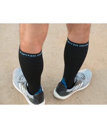 JupiterGear Endurance Compression Stockings for Men & Women | 20-30 mmHg Sports Fit | Blue & Black - Large/X-Large - Buy Online on GoSupps.com