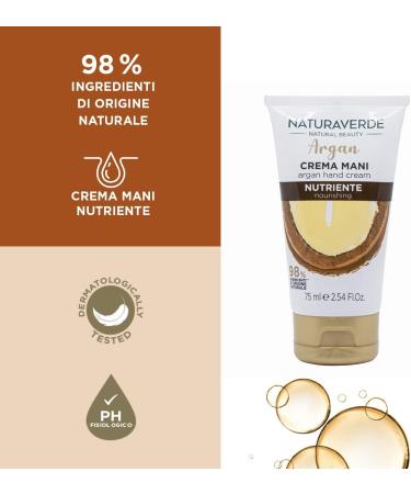 Naturaverde Naturaverde | Natural Beauty - Nourishing Hand Cream with Argan Oil for Dry Cracked Hands Natural Origin Ingredients 6 x 75ml - Buy Online on GoSupps.com
