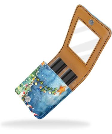 Shop Stylish Leather Lipstick Case with Mirror - Mini Lip Gloss Organizer for Christmas Perfect Gift for Makeup Lovers - Buy Online on GoSupps.com