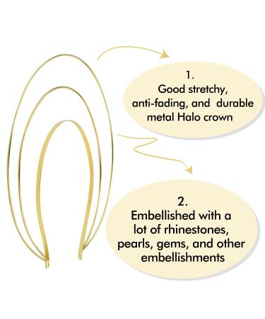 Gold Metal Queen Goddess Halo Crown Headbands Tiara - 6 Pack for DIY Craft, Party, Cosplay - Hair Accessories - Buy Online on GoSupps.com