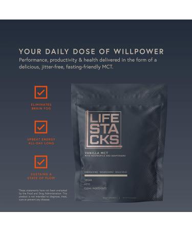 LIFESTACKS Vanilla MCT Oil Powder with Nootropics & Adaptogens - All Day Energy Boost, Keto Coffee Enhancer - Ginseng, Rhodiola, Tyrosine - 25 Servings - Buy Online on GoSupps.com