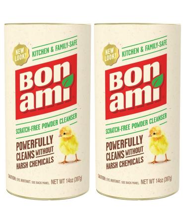 Bon Ami Powder Cleanser for Kitchens & Bathrooms - All Types of Surfaces, Cleans Grime & Dirt, Polishes Surfaces, Absorbs Odors (2 Pack) Unscented  14 Ounce (Pack of 2)