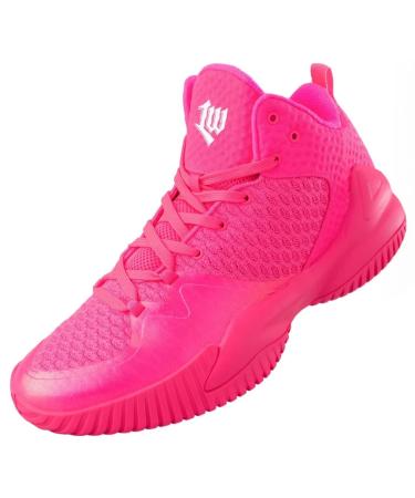 PEAK High Top Mens Basketball Shoes Lou Williams Streetball Master Breathable Non Slip Outdoor Sneakers Cushioning Workout Shoes for Fitness 11 Pink