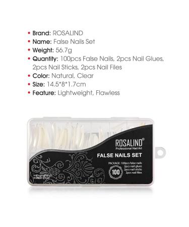 100pcs Artificial Nail Tips - 5 Sizes 2 Colors Boxed with Glue - Perfect for Nail Design - Buy Online on GoSupps.com
