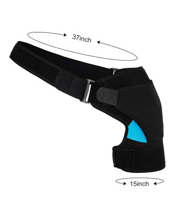 Shoulder Brace for Pain Relief | Adjustable Rotator Cuff Sleeve Wrap for Men & Women - Blue - Buy Online on GoSupps.com