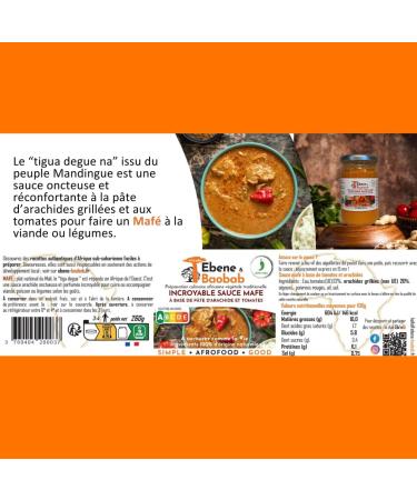  EBENE&BAOBAB Ebene&Baobab - incredible Maf sauce original and comforting - meeting peanuts tomatoes and spices up to 4 people African flavours at home 260 g net jar cooked in France - Buy Online on GoSupps.com