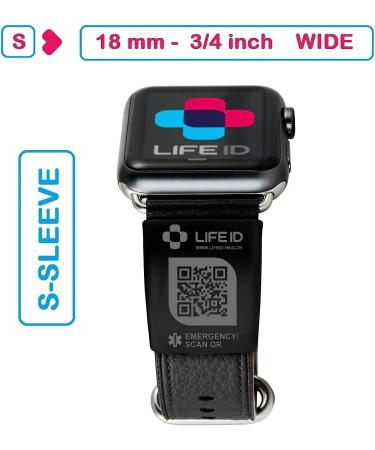 LIFE ID Apple Watch Band - Medical Alert ID for Men & Women - Edit Info Anytime - Free Profile Dashboard - No Subscription Fees - 18mm Wide - Buy Online on GoSupps.com