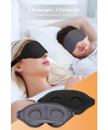 3D Contoured Cup Sleep Mask for Men and Women | Soft Breathable Blackout Blindfold for Side Sleepers | Adjustable Buckle | Black+Gray - Buy Online on GoSupps.com
