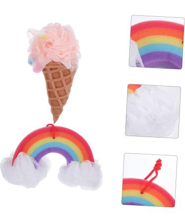 Buy 2pcs Rainbow Bath Sponges - Exfoliating Mesh Pouf Shower Balls for a Luxurious Bath Experience | Bath Accessories & Loofah Scrubber - Buy Online on GoSupps.com