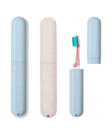 Mogade 2 pieces of toothbrushes portable toothbrush ethui toothbrush cover for home travel toothbrush with soil ventilation travel toothbrush for trip and business blue cream color - Buy Online on GoSupps.com