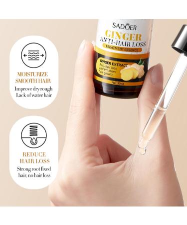 SADOER Ginger Hair Growth Serum & Anti-Hair Loss Treatment | Plant Extract Oil for Men & Women - 2 oz | Fast International Shipping - Buy Online on GoSupps.com