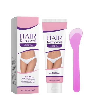 Pubic Hair Removal Cream - Skin Lotion with Squeegee 120g | Hair Removal Cream for Pubic Area | For Intimate Areas Legs Underarms Back and Bikini Lines