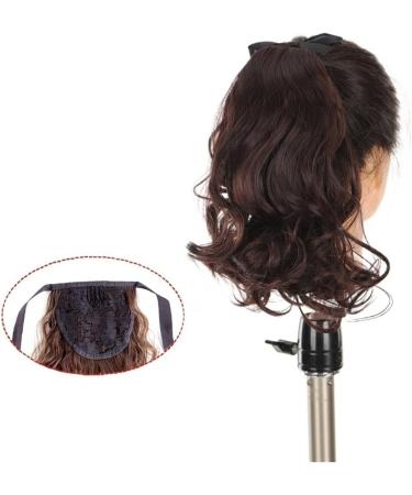 Ponytail Extensions Extension Heat Resistant Ribbon Drawstring Wavy Ponytail Hair Synthetic Short Curly Ponytail Pieces Black Brown Wavy Ponytail Hair for Women for Women(Color:001) - Buy Online on GoSupps.com