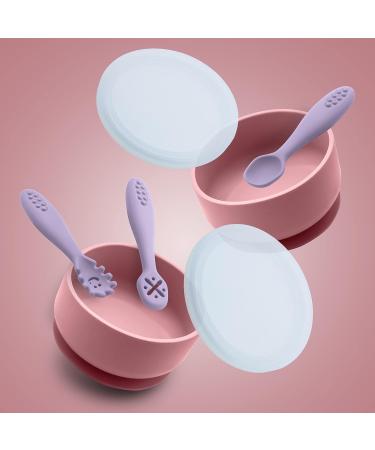 Navik Baby Tableware Set | Silicone Suction Bowl & Spoon for Infants | BPA-Free 6+ Months Pink & Purple - Buy Online on GoSupps.com