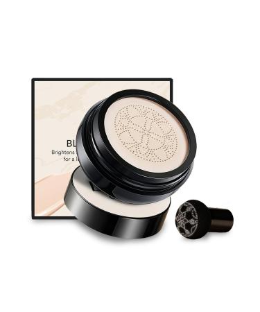 Foundation Cushion Moisturizing Concealer BB Cream Face Makeup Foundation Brighten Long-Lasting Waterproof Even Skin Tone Mushroom Head Air Cushion CC Cream (Ivory white)