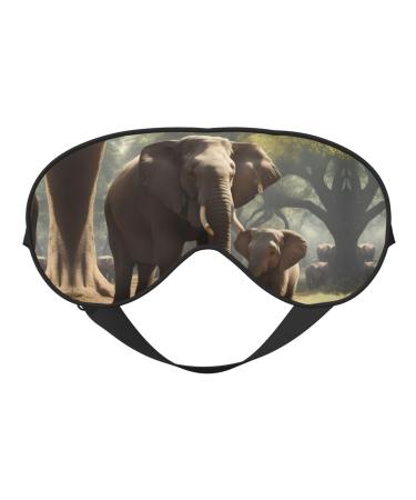 BREAUX Elephant print Sleeping Eye Mask Double Sided Blackout Eye Mask Travelling Sleeping Mask