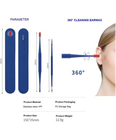 Professional Ear Wax Removal Kit with Stainless Steel Spiral Ear Cleaner - 2Pcs (Blue Brush) - Buy Online on GoSupps.com