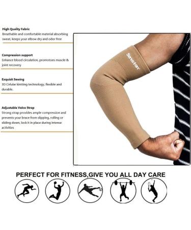 Senston Arm Support - Compression Sleeve for Tendonitis and Arthritis - All Sports - Men/Women/Youth - Breathable Sweat Absorbent Beige - Buy Online on GoSupps.com