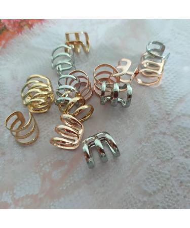 15 Pack Adjustable Non-Piercing Ear Clip Beard Beads Cuff Clip Hair Braid Rings - Hair Jewelry Tools in Gold, Silver, Rose Gold - Buy Online on GoSupps.com