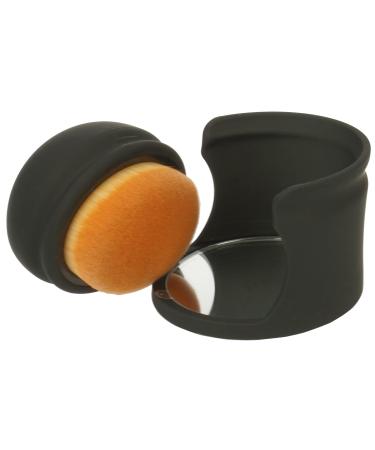 Fantasia make -up brush vegan professional foundation brush in a round box with mirror for on the go foundation Brush for liquid makeup fine synthetic hair from Fantasiay black