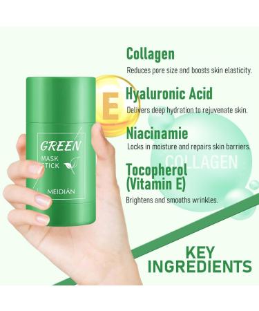 BlumeMeer Green Green Tea 2 pieces Green Mask Stick cleansing mask stick Green Mask Clay Stick Deep Cleansing Smearing control oil for moisturizing nourishing skin reducing blackheads - Buy Online on GoSupps.com