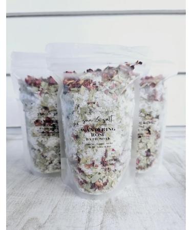 Spirituality & Soak- Rose Bath Salt - Wandering Rose with Petals 8 Ounce (Pack of 1)
