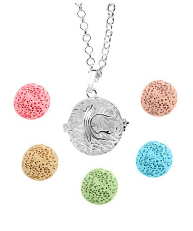 Aroma therapy chain aroma diffuser aromatherapy essential oil diffuser women necklace silver -plated tree of life trailer with 5 pieces lava stones gift for mother mother -in -law girlfriend - Buy Online on GoSupps.com