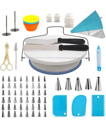 Queuca Professional Baking Accessories Set - Rotatable Cake Stand Piping Bags & Fondant Tools | Perfect for Cakes and Baked Goods - Buy Online on GoSupps.com