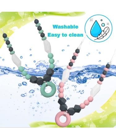 Cute Donut Chew Necklaces for Sensory Kids - 2 Pack, 100% Silicone Teething Necklace for Baby Girl with Autism, ADHD, SPD - Oral Motor Therapy Toy - Buy Online on GoSupps.com