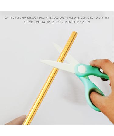 Pzhoais Gold Foil Paper Straws Biodegradable Disposable Party Drinking Straws Pack of 100 Holiday Celebrations - Buy Online on GoSupps.com