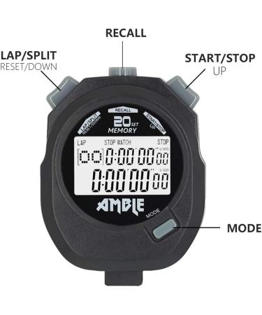 Amble Countdown Timer & Stopwatch with 20 Memories, Tally Counter, Calendar Clock - Ideal for Sport Coaches & Referees - Buy Online on GoSupps.com