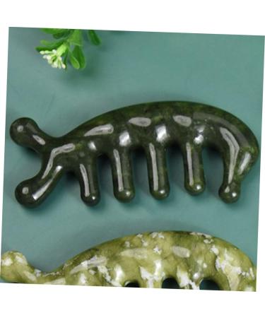 Moluckfu Jade Massage Comb - Premium Handcrafted Jade Body Tool for Scalp & Relaxation | 11.50x1.50cm Green - Buy Online on GoSupps.com